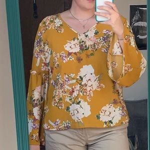 Spring time yellow floral top